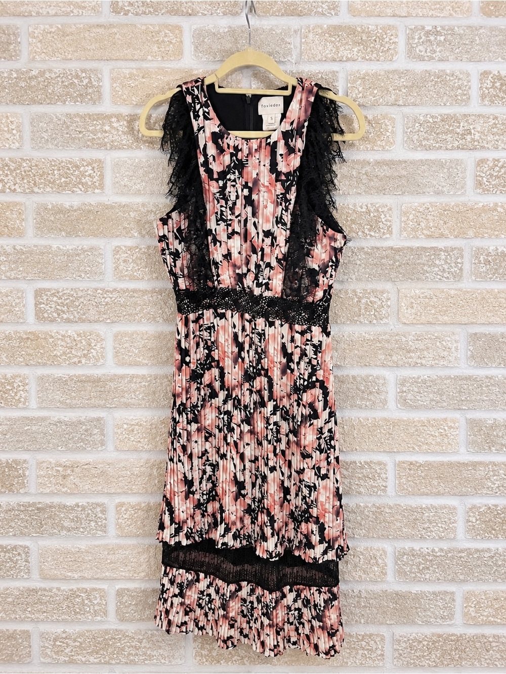 Foxiedox S Floral Pleated Lace Midi Dress Romantic Wedding Guest Tiered $254 - Picture 2 of 5